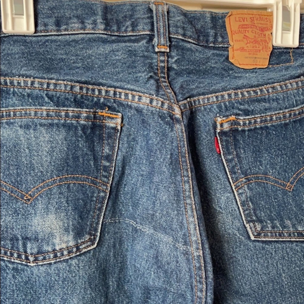 A vintage Levi’s 501 jean size 36x32 Fit 32x29 USA made in the 1980s